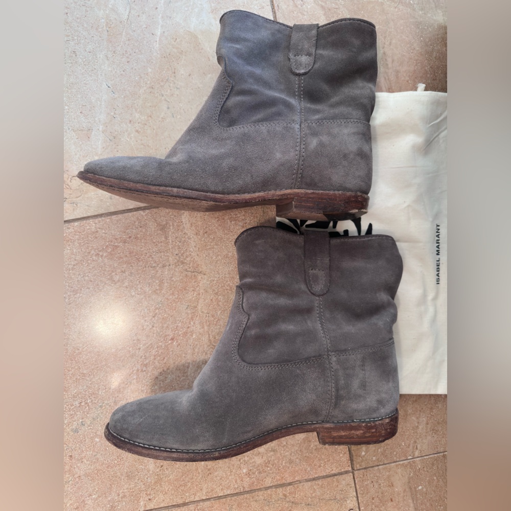 Isabel Marant Gray Suede Western Boots - Picture 5 of 6